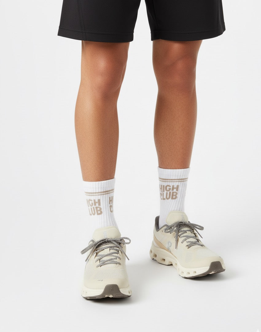 LUCKY SOCKS HIGH RISE / WHITE+BEIGE