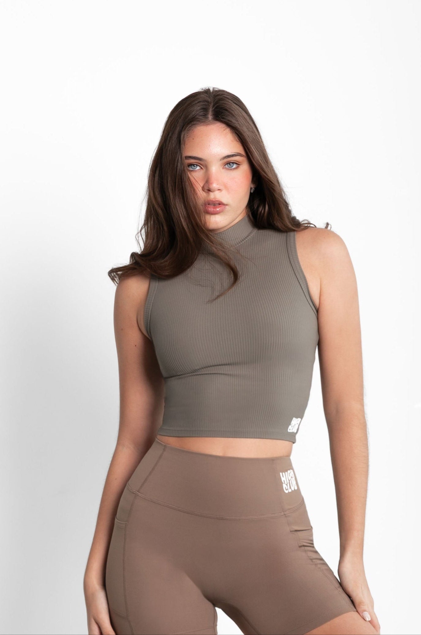 HIGH NECK SARAH TOP / DARK GREY