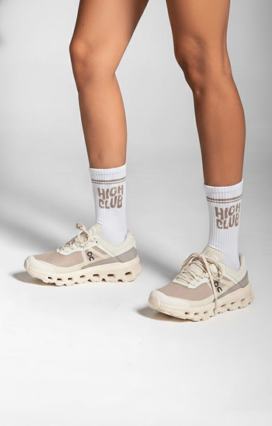 LUCKY SOCKS HIGH RISE / WHITE+BEIGE