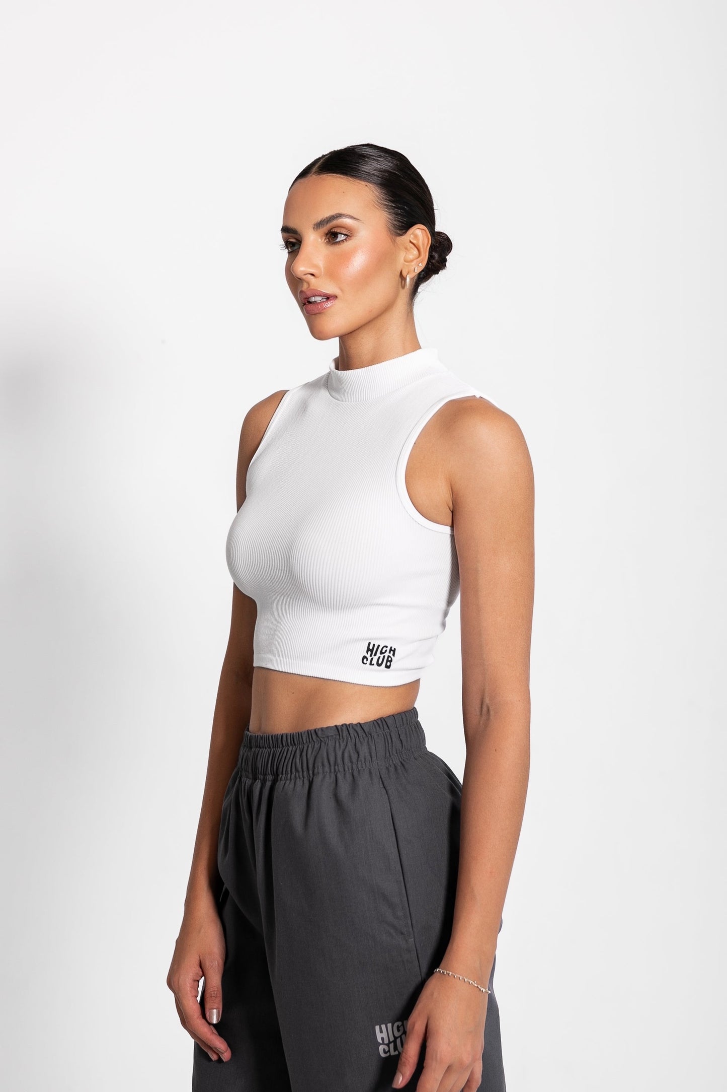 HIGH NECK SARAH CROP TOP / WHITE