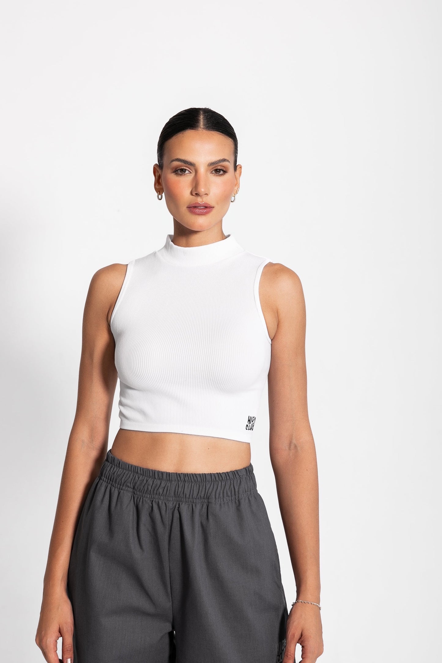 HIGH NECK SARAH CROP TOP / WHITE