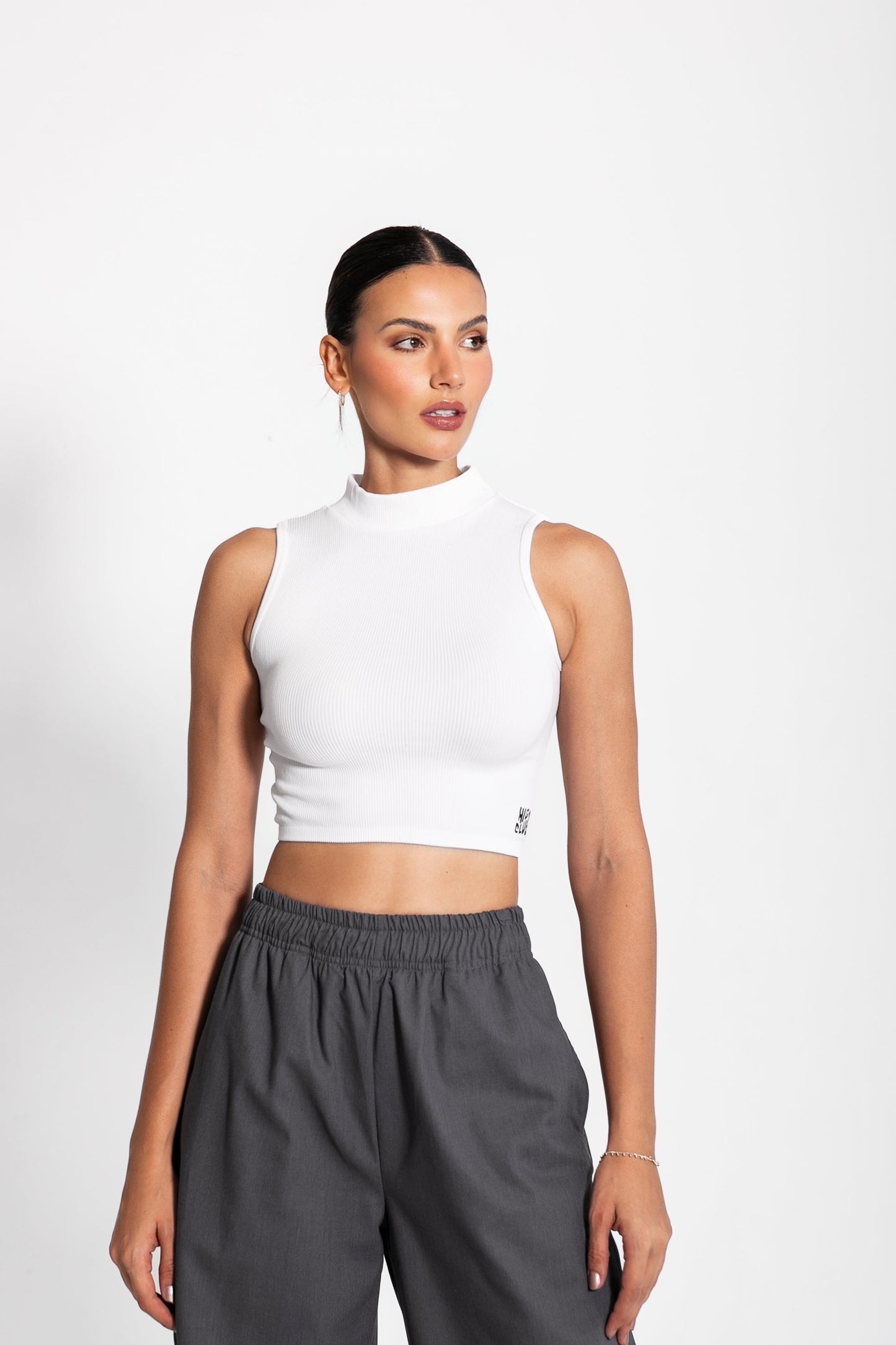 HIGH NECK SARAH CROP TOP / WHITE