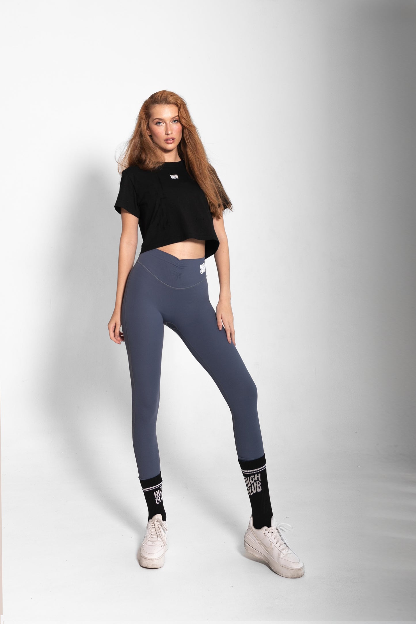 THE RUCHED LEGGINGS / BLUE GREY