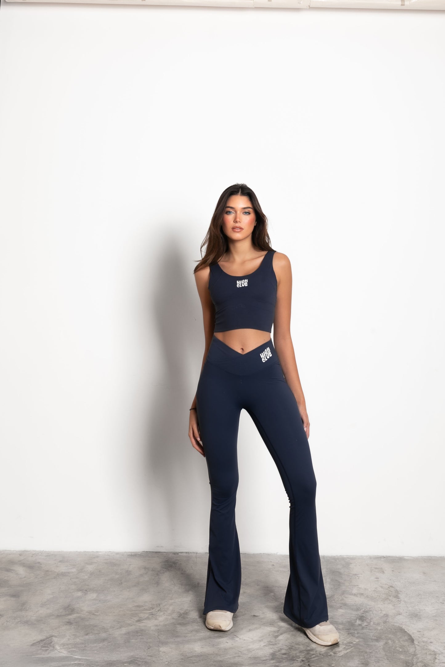 THE SCULPTING FLARE SIDE-SLIT LEGGINGS / NAVY BLUE