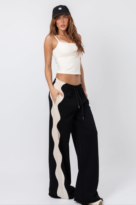 THE WAVY PALAZZO PANTS / BLACK