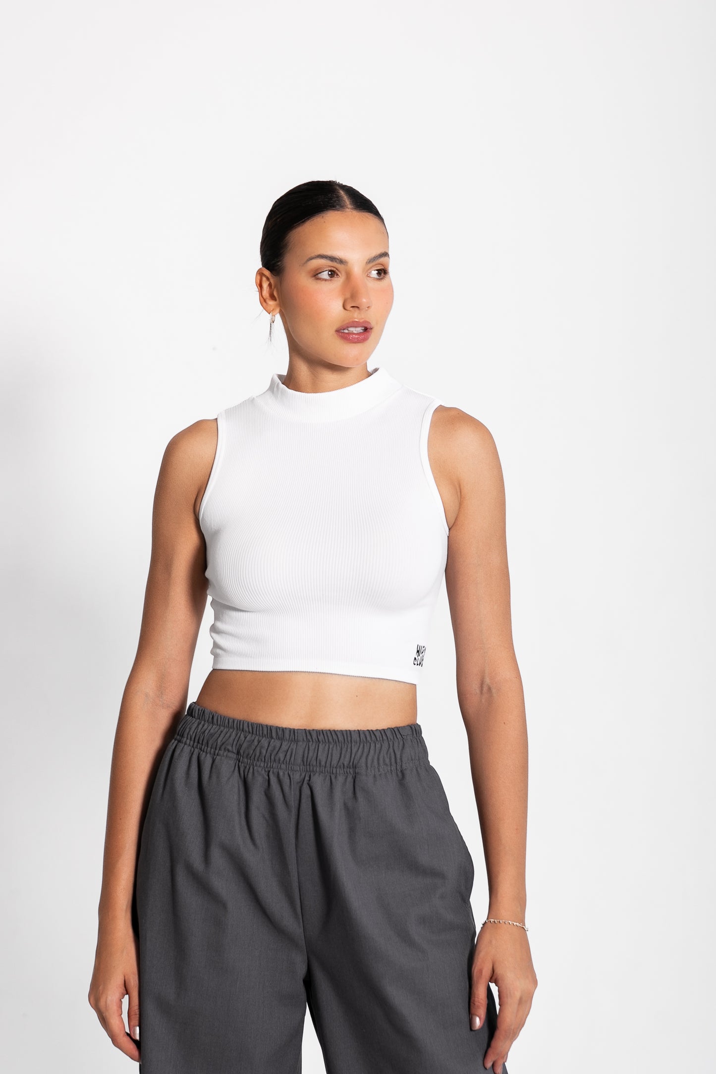 HIGH NECK SARAH CROP TOP / WHITE