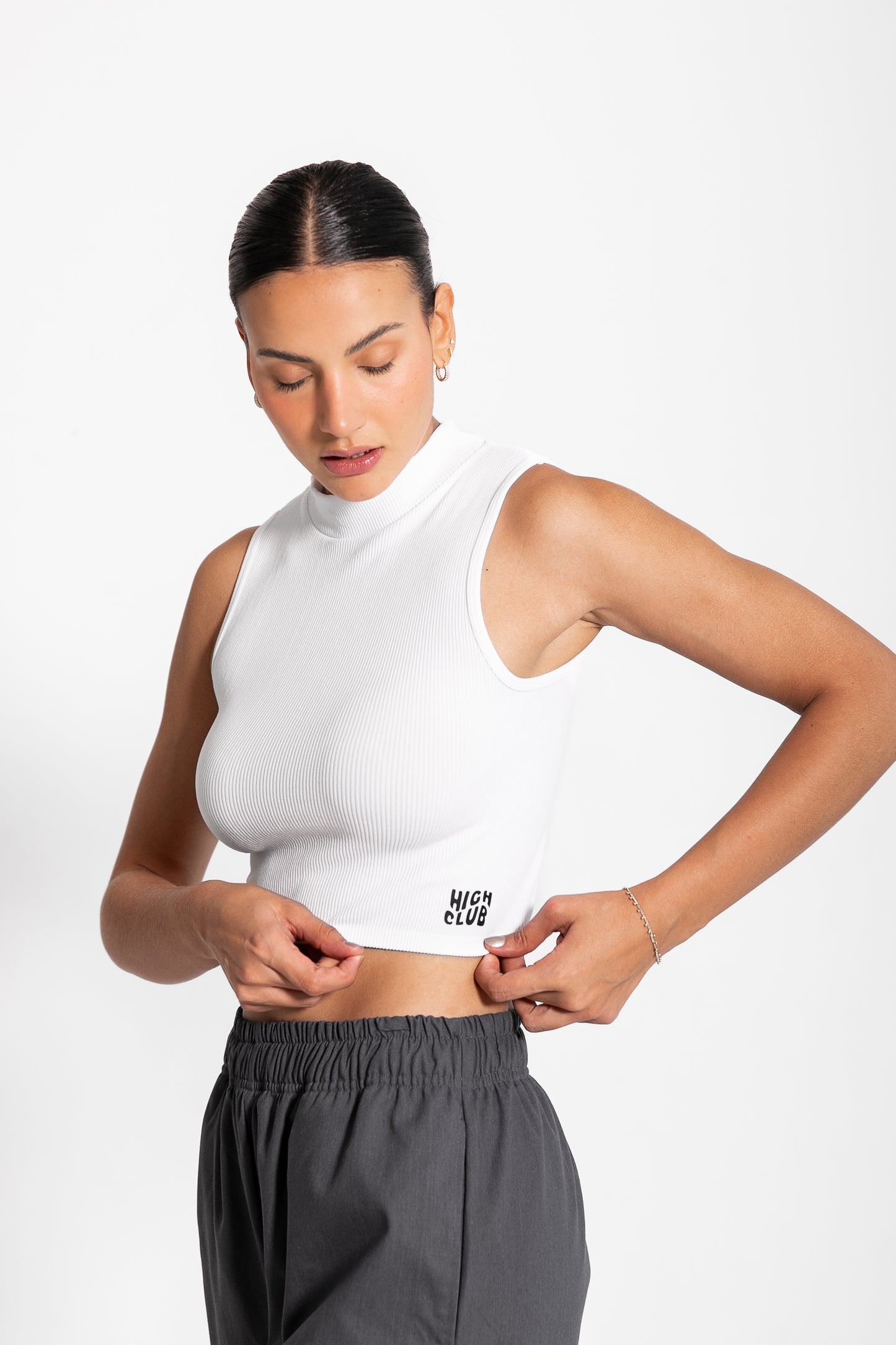 HIGH NECK SARAH CROP TOP / WHITE