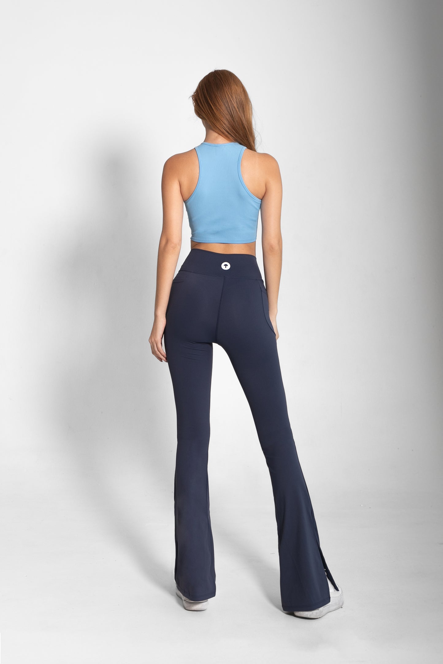 THE SCULPTING FLARE SIDE-SLIT LEGGINGS / NAVY BLUE