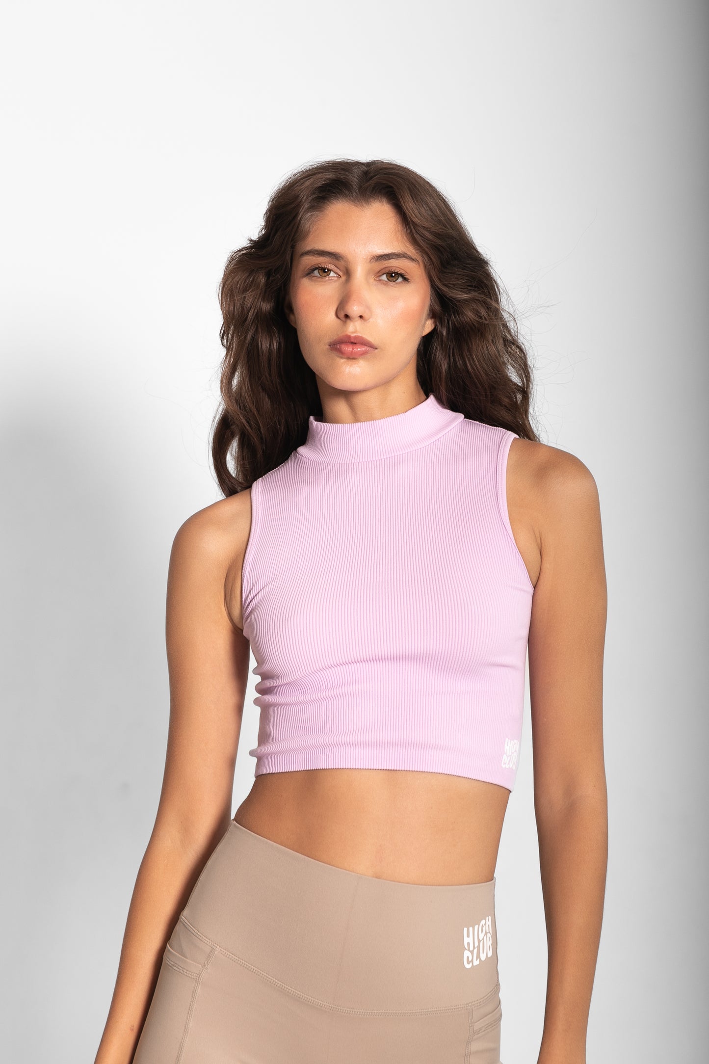 HIGH NECK SARAH CROP TOP / PINK