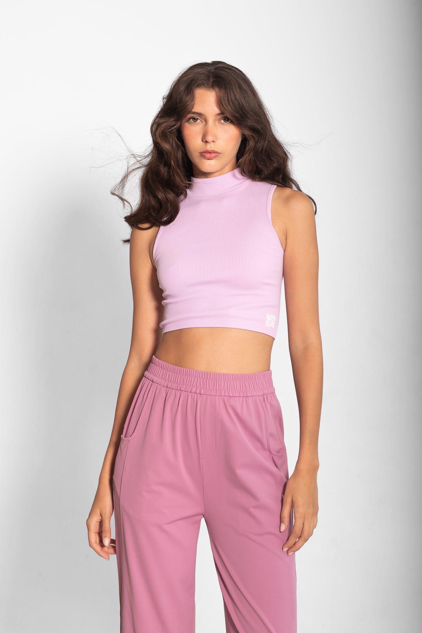 HIGH NECK SARAH CROP TOP / PINK