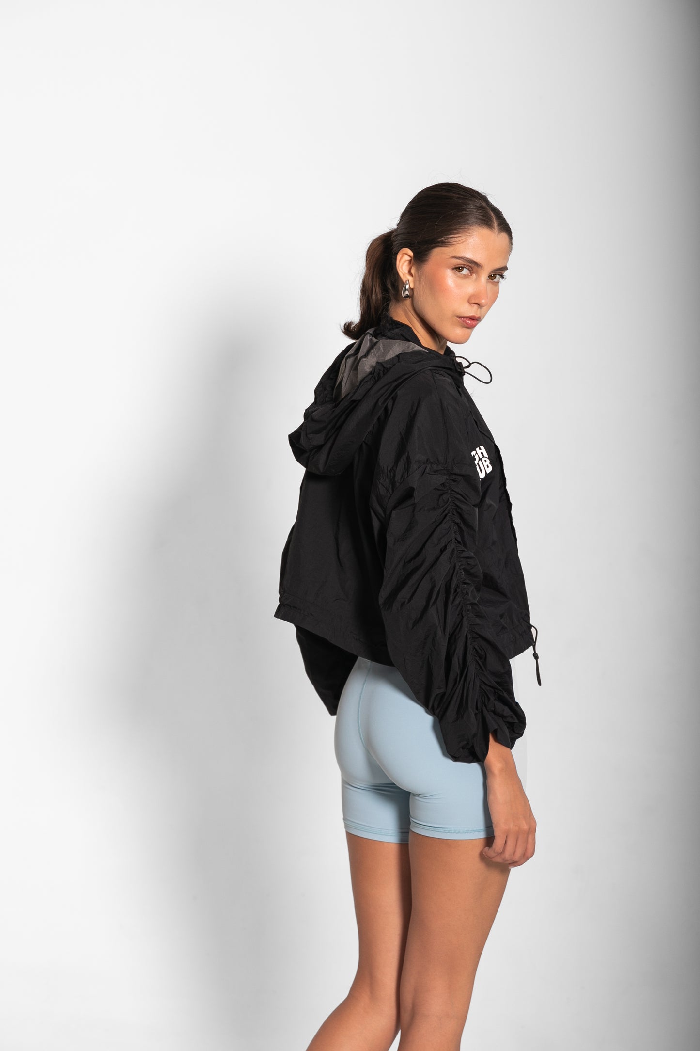 THE RUCHED SPF JACKET / BLACK