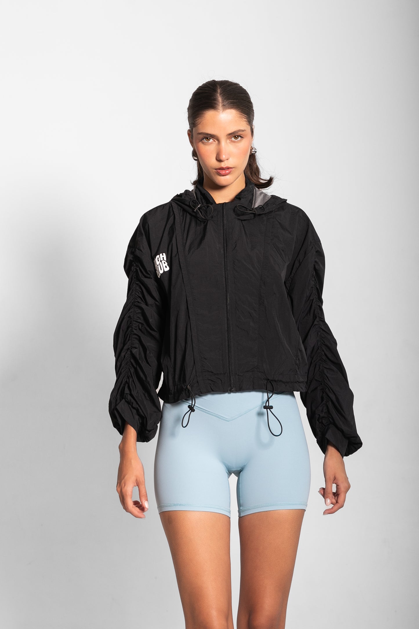 THE RUCHED SPF JACKET / BLACK