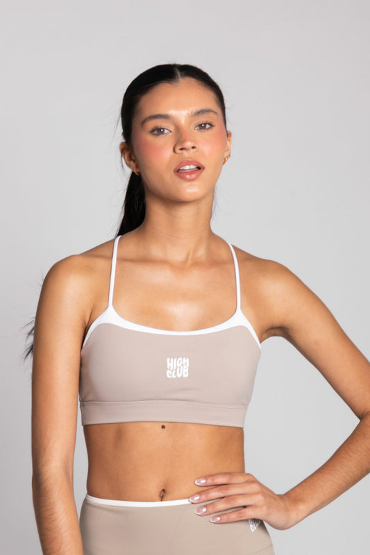 THE TERESA TOP - BEIGE & WHITE